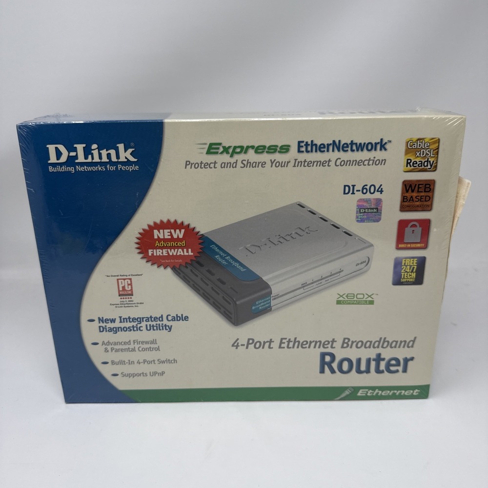 D-Link DI-604 4-Port Ethernet Network Router (Brand New‎ | VTG | Factory Sealed)